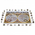 Puzzle 3D din lemn, Harta antica Nova Terrarium XL, 1010 piese, 1010-0102-XL Wooden.City