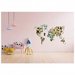 Puzzle 3D din lemn, Harta lumii cu animale XL, 64 piese, WM515 Wooden.City
