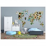 Puzzle 3D din lemn, Harta lumii cu animale XXL, 73 piese, WM510 Wooden.City