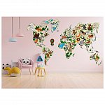 Puzzle 3D din lemn, Harta lumii cu animale XXL, 73 piese, WM510 Wooden.City