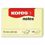 Notite adezive Kores, 50 x 75 mm, 100 file, galben