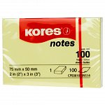 Notite adezive Kores, 50 x 75 mm, 100 file, galben