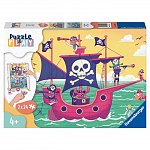 Puzzle Ravensburger - Puzzle and Play - Barca piratilor, set 2 puzzle-uri x 24 piese, plus 4Y