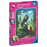 Puzzle Ravensburger - Scufita rosie si lupul, cu glitter, 100 piese, plus 6Y