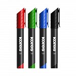 Marker permanent Kores XP1, varf rotund, 3 mm, set 4 bucati, 4 culori, cutie plastic