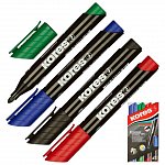 Marker permanent Kores XP1, varf rotund, 3 mm, set 4 bucati, 4 culori, cutie plastic
