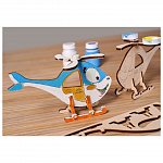 Puzzle 3D din lemn, Ugears, Build and Color, Elicopter