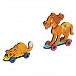 Puzzle 3D din lemn, Ugears, Build and Color, Kitty and Puppy