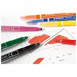 Carioci si linere Stabilo Trio 2in1, set 10 culori, cu 2 varfuri, etui carton