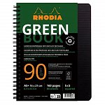 Caiet cu spira A5 plus Rhodiactive 80f dictando h. reciclata perf indosariere negru