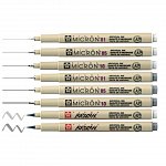 Liner Sakura Pigma Micron, 8buc-set, lt.coolgrey plus coolgrey, 01, 05, 10, brush