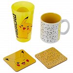 Set cadou Pokemon Pikachu, 4 piese - cana, pahar, 2 x suport pahar