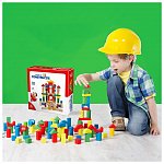 Cuburi de constructie colorate, lemn, 82 piese, 3 ani plus, Deico