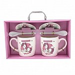 Set 2 cani cu capace si lingurite, unicorni