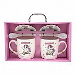 Set 2 cani cu capace si lingurite, unicorni