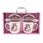 Set 2 cani cu capace si lingurite, unicorni