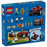 LEGO City - Tractor de ferma rosu cu remorca si oi 60461