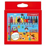 Creioane cerate Stabilo Yippy Wax, set 12 culori, etui carton