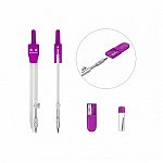Compas ErichKrause S-Cool, 3 piese, metalic, etui plastic, diverse culori