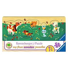 Puzzle Ravensburger - Animale prieteni, de lemn, 5 piese