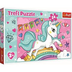 Puzzle Trefl Maxi - Unicornul curcubeu, 24 piese