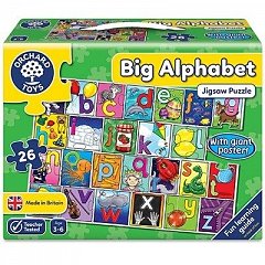 Puzzle de podea Invata alfabetul, 26 piese, poster inclus, Limba Engleza, Orchard Toys