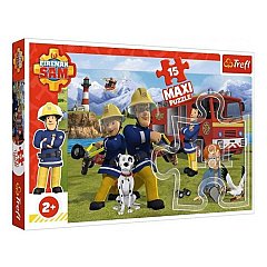 Puzzle Trefl Maxi - Pompierul Sam in actiune, 15 piese