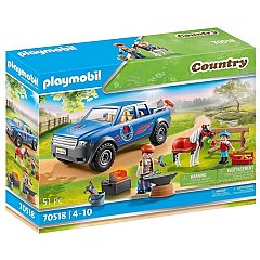 Playmobil Pony Farm - Masina pentru potcovire cai, 4 ani+
