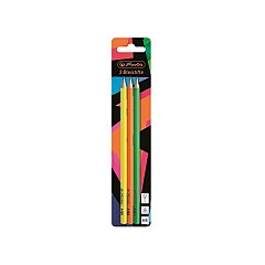 Creion grafit Herlitz, set 3 bucati, HB, fara radiera, Neon Art