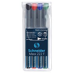 Marker permanent OHP Schneider 222, set 4 bucati, 0.7 mm, 4 culori