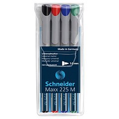 Marker permanent OHP Schneider 225, set 4 bucati, 1 mm, 4 culori