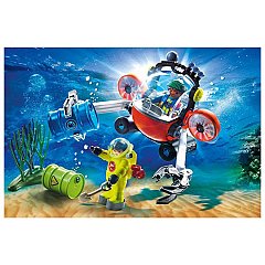 Playmobil City Action - Expeditori subacvatici cu submarin cu clesti, 4 ani+