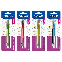 Radiera Pelikan Eraser Pen, stil pix, cu 1 rezerva, 4 culori, blister