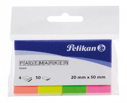 Index adeziv  Pelikan, 20 x 50 mm, 4 x 50 file, neon