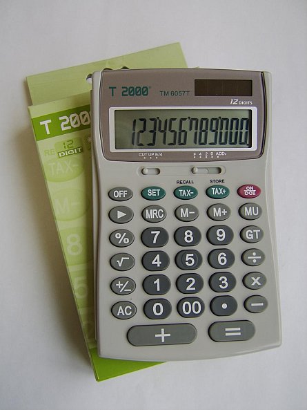 Calculator birou T2000, 12 dig, TAX, gri