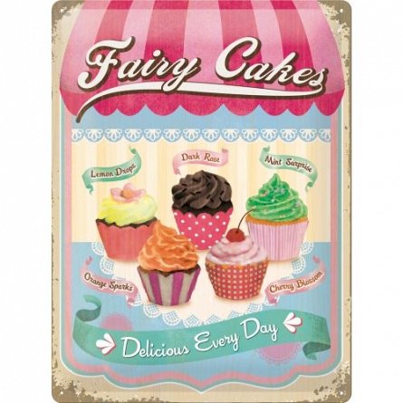 Placa 30x40 Fairy Cakes Cup Cakes