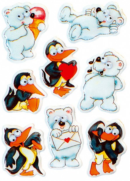 Sticker Magic Pinguini si ursi polari cu ochi miscatori