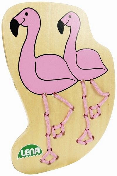 Puzzle de lemn cu snur-flamingo