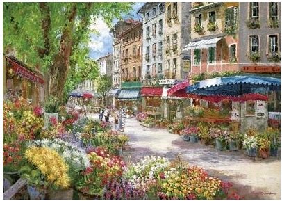 Puzzle Paris, piata cu flori