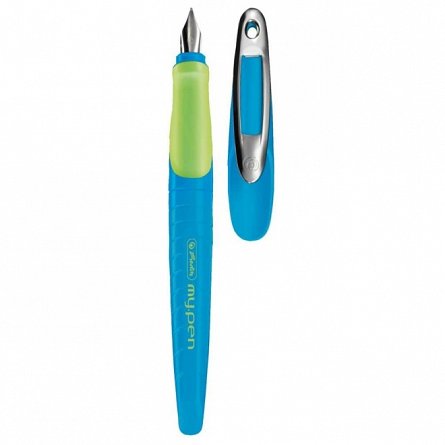 Stilou My.Pen, penita L, pentru stangaci, albastru/neon, cu 1 rezerva