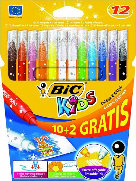 Markere pt copii,14+4b/s,Bic Colour & Erase