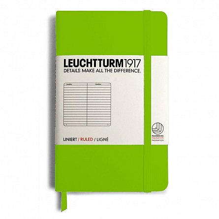 Caiet A6, 185 file, dictando, Leuchtturm Pocket, verde Lime