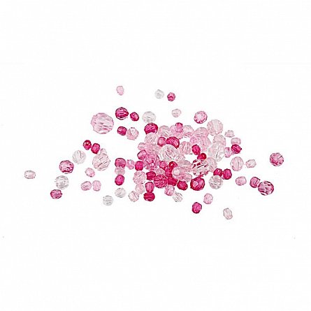 Margele plastic,4-12mm,fatetate,roz,50g