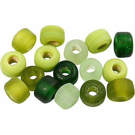 Margele sticla,8mm,tubulare,verde,75 g