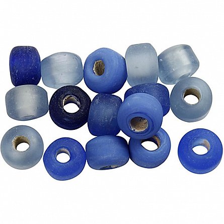 Margele sticla,8mm,tubulare,albastru,75g