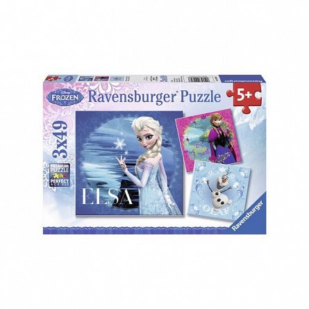 Puzzle Ravensburger - Frozen Elsa, Anna si Olaf, 3x49 piese