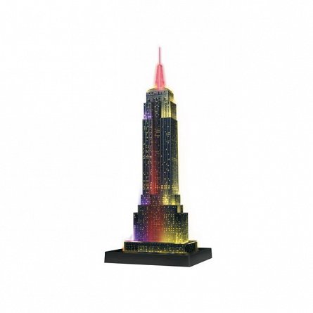 Puzzle 3D Empire State Building noaptea, editie luminoasa, 216 piese