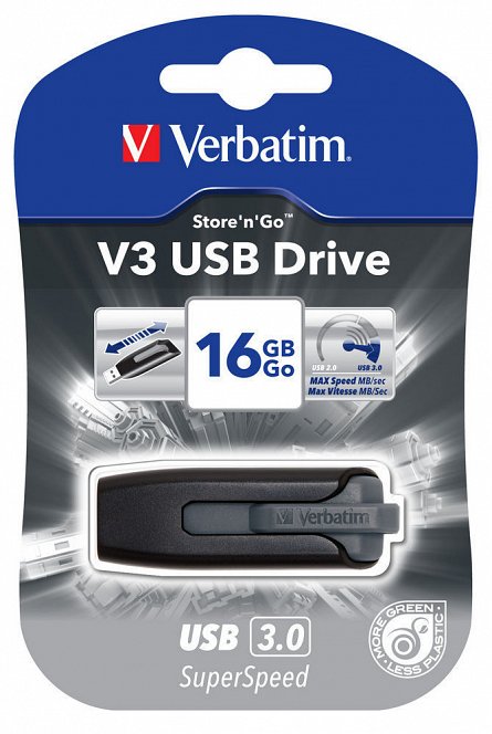 VERBATIM USB DRIVE 3.0 16GB STORE N GO V3 BLACK
