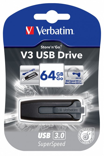 VERBATIM USB DRIVE 3.0 64GB STORE N GO V3 BLACK