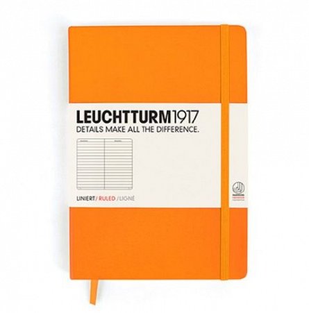 Caiet A5, 249 file, dictando, Leuchtturm Medium, orange neon